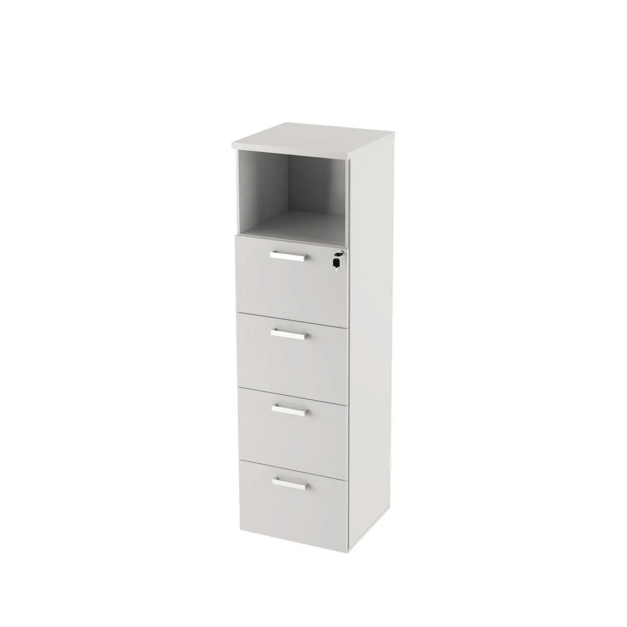Armário Alto 04 Gavetões Nicho Superior com 01 Prateleira Tampo 25mm OFFICE SHOP - 45x45x160cm