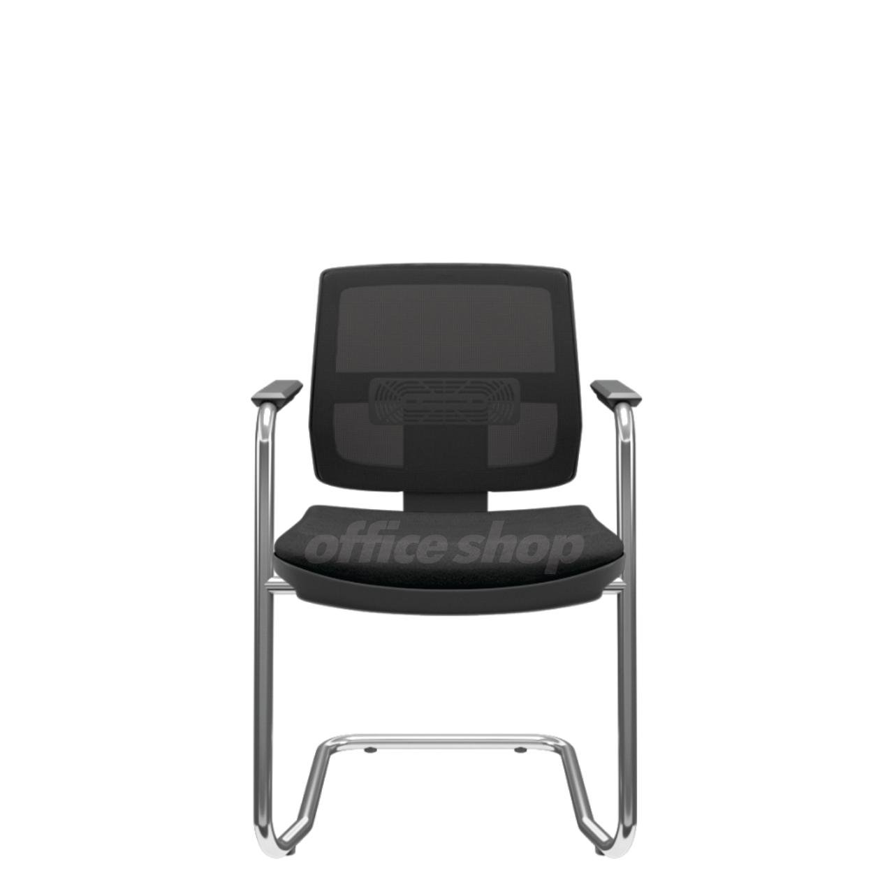 Cadeira Fit Executiva Fixa Cromada OFFICE SHOP - Tecido Preto