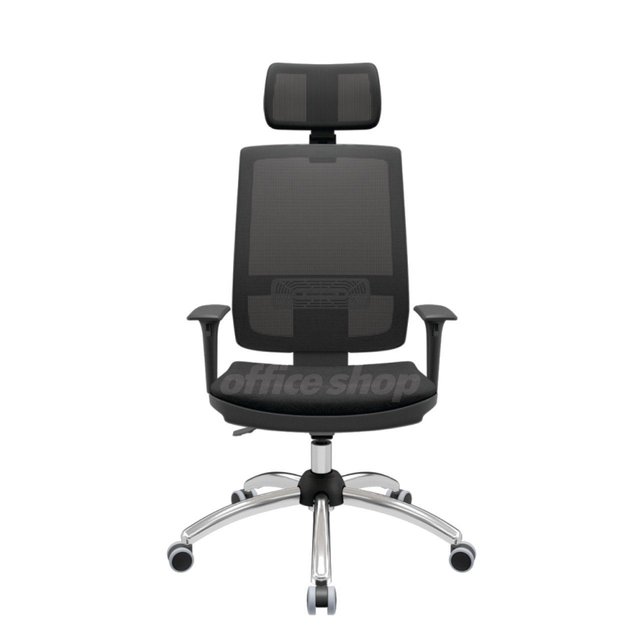 Cadeira Fit Presidente Cromada AC Giratória OFFICE SHOP - Preta