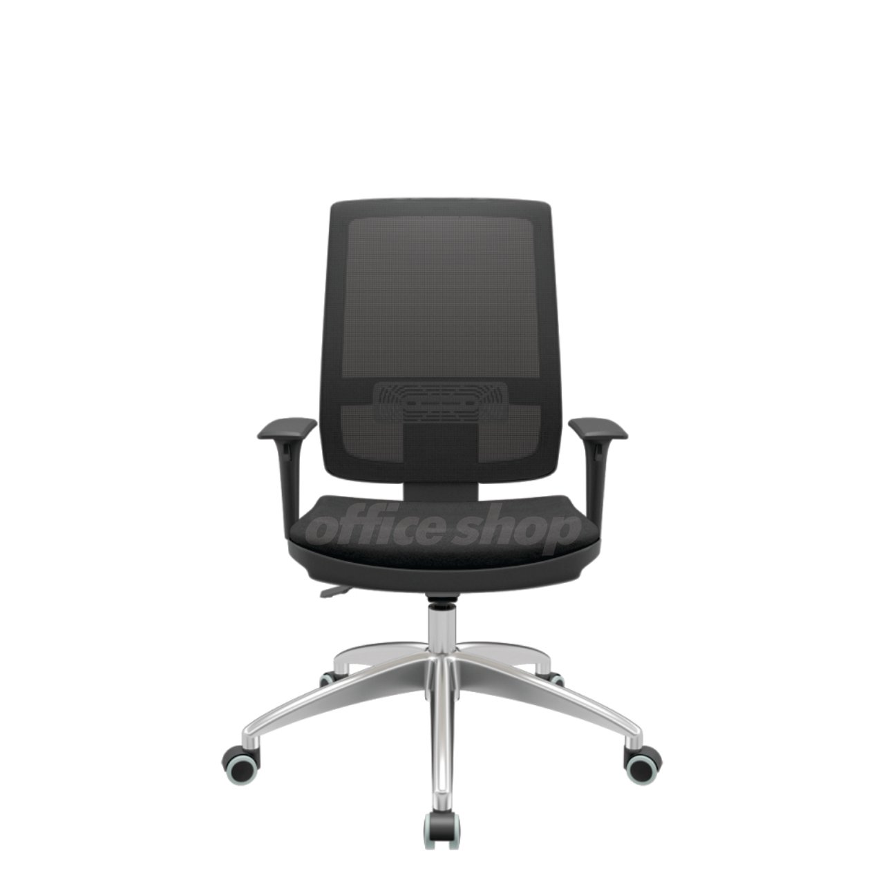 Cadeira Fit Presidente Alumínio Giratória OFFICE SHOP - Preta