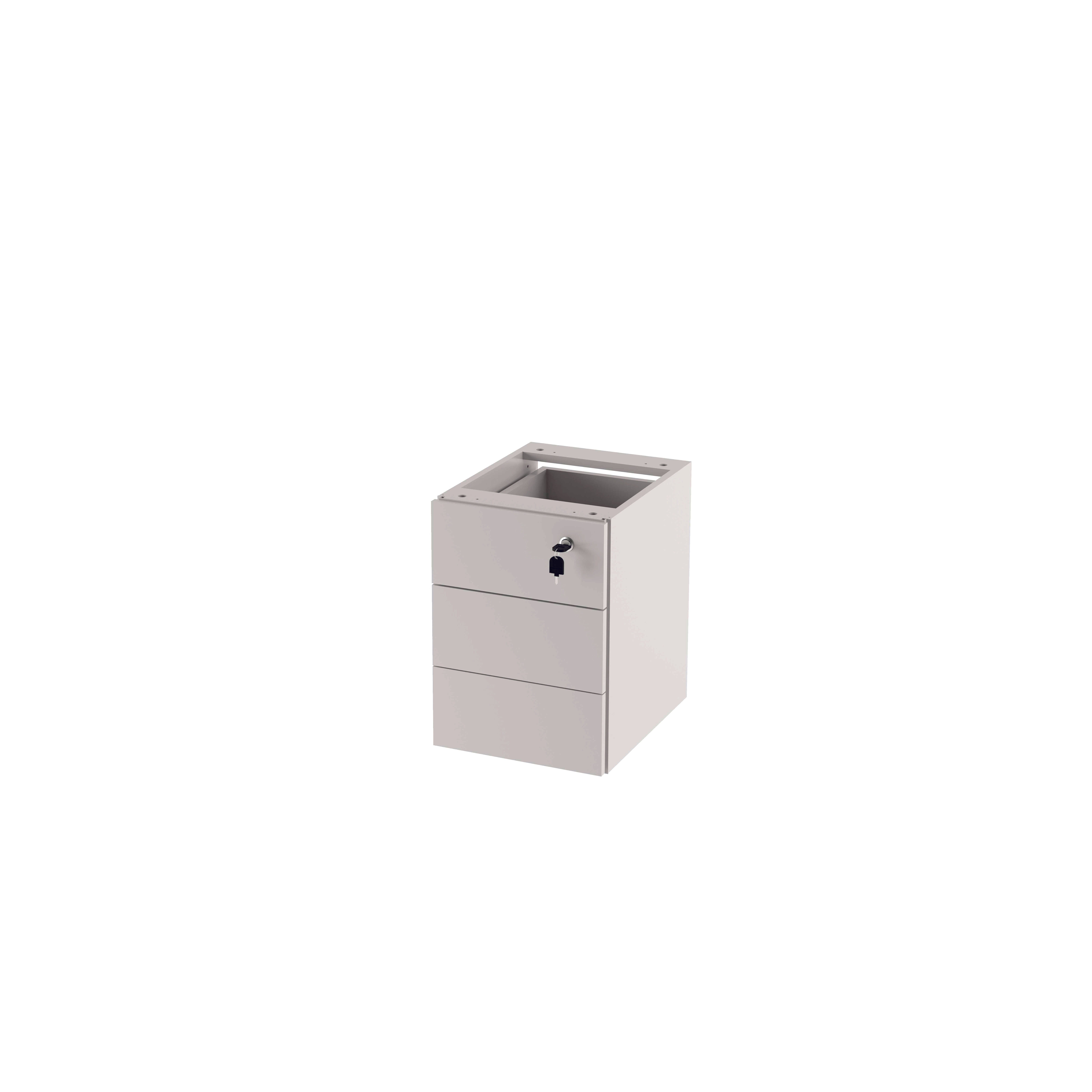 Gaveteiro Fixo 03 Gavetas Travamento na Primeira Gaveta Tampo 15mm OFFICE SHOP - 32,5x41,5x46,3cm